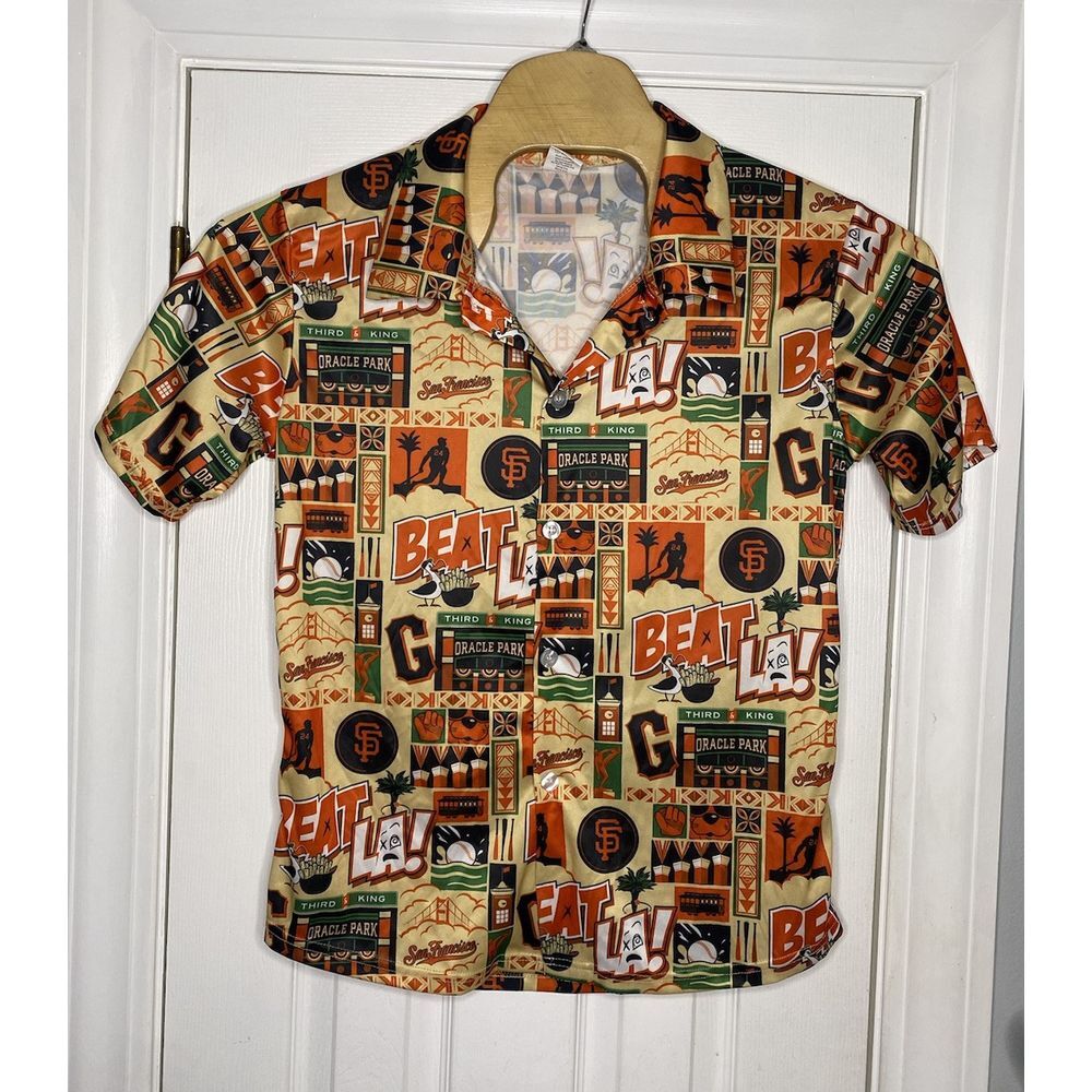 2024 SGA San‎ Francisco SF Giants Beat LA Hawaiian Aloha Button Shirt Medium